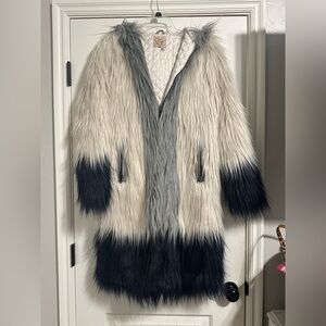 CHASER Dip Dye Faux Fur Jacket long REVOLVE hooded XS